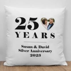 Personalised 25th Wedding Anniversary Photo Cushion