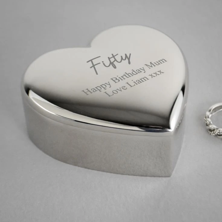 Personalised Silver Plated 50th Birthday Heart Trinket Box 7 Personalised Silver Plated 50th Birthday Heart Trinket Box - Image 5