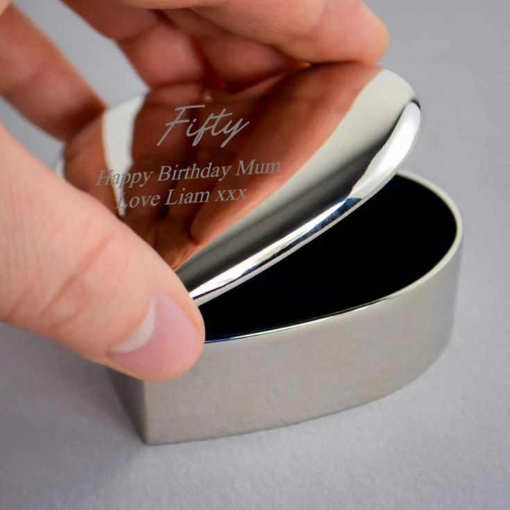Personalised Silver Plated 50th Birthday Heart Trinket Box 4 Personalised Silver Plated 50th Birthday Heart Trinket Box - Image 2