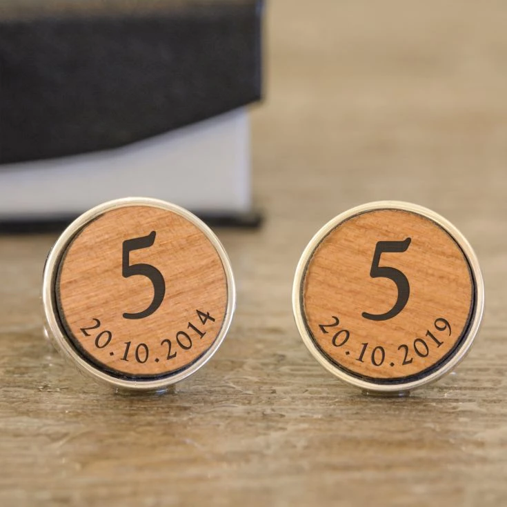 Engraved 5th Anniversary Cufflinks 5 Engraved 5th Anniversary Cufflinks - Image 3
