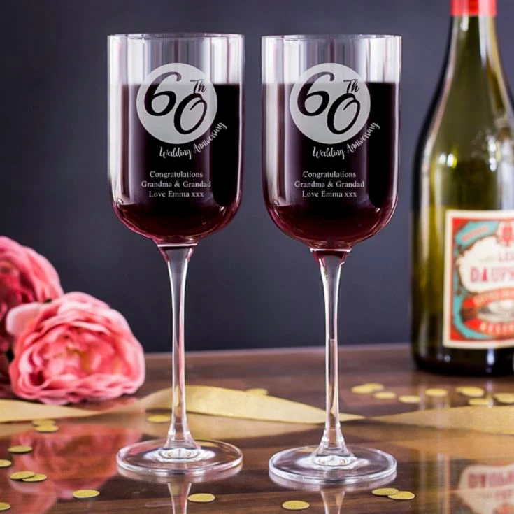 Personalised 60th Anniversary Fusion Wine Glasses 4 Personalised 60th Anniversary Fusion Wine Glasses - Image 2