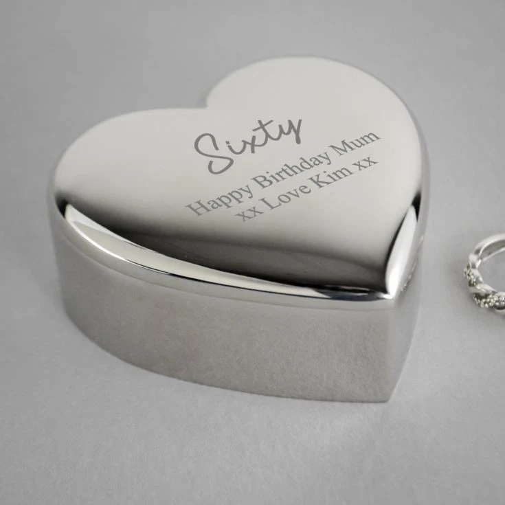 Personalised Silver Plated 60th Birthday Heart Trinket Box 7 Personalised Silver Plated 60th Birthday Heart Trinket Box - Image 5
