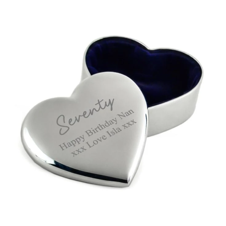 Personalised Silver Plated 70th Birthday Heart Trinket Box 6 Personalised Silver Plated 70th Birthday Heart Trinket Box - Image 4
