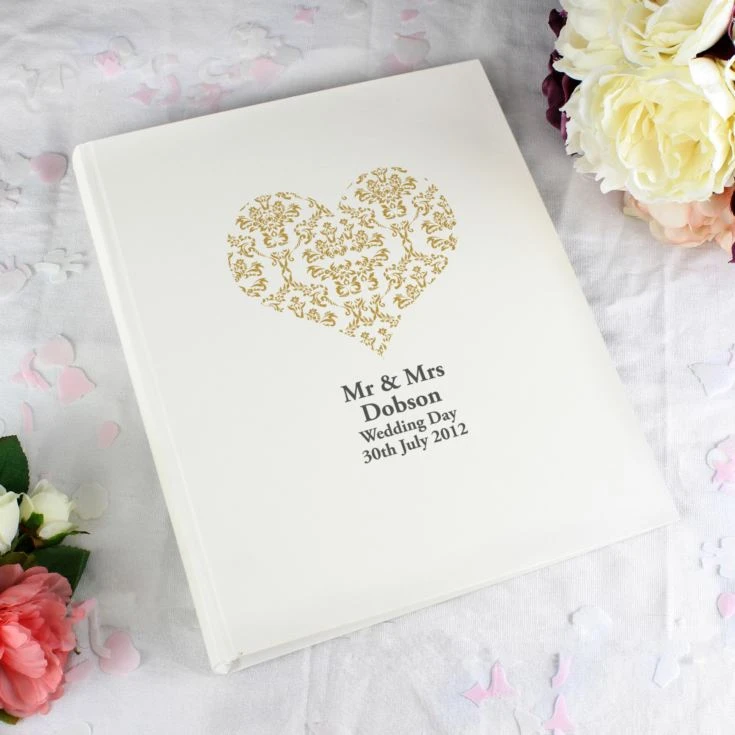 Personalised Gold Damask Heart Traditional Photo Album 3 Personalised Gold Damask Heart Traditional Photo Album