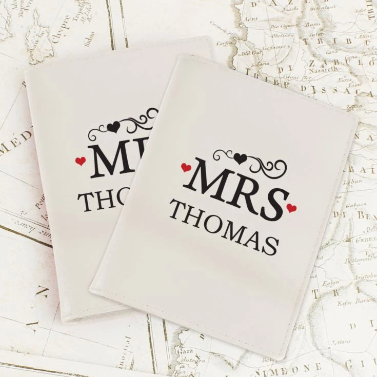 Personalised Mr & Mrs Cream Passport Holders 5 Personalised Mr & Mrs Cream Passport Holders - Image 3