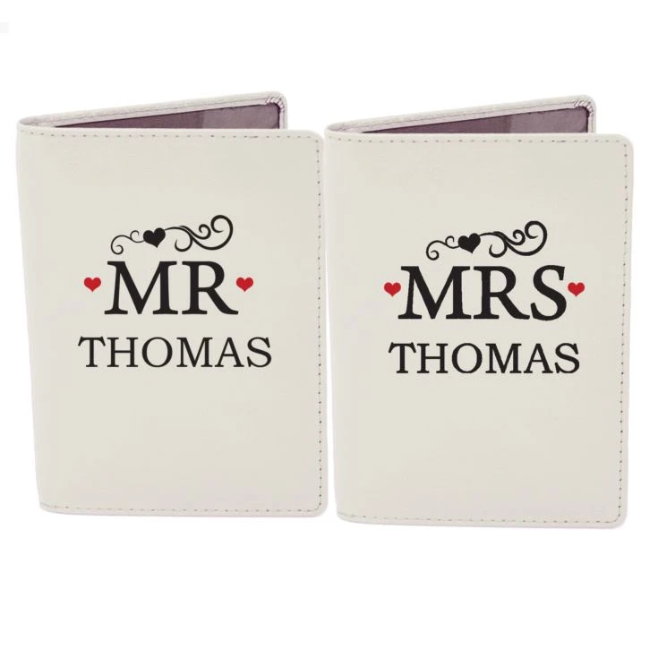 Personalised Mr & Mrs Cream Passport Holders 4 Personalised Mr & Mrs Cream Passport Holders - Image 2