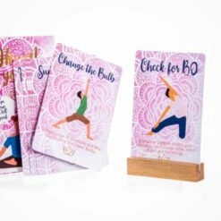 Brutally Honest Yoga Cards With Funny Yoga Poses And Wooden Stand