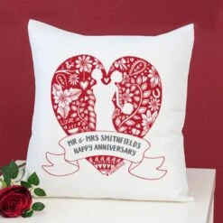 Exclusive Personalised Ruby Anniversary Doodle Heart Cushion By DoodleDeb