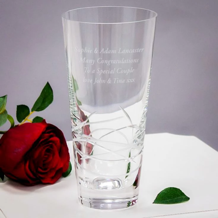 Engraved Tiesto Conical Crystal Vase 3 Engraved Tiesto Conical Crystal Vase
