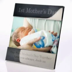 Engraved First Mother's Day Shiny Silver Photo Frame