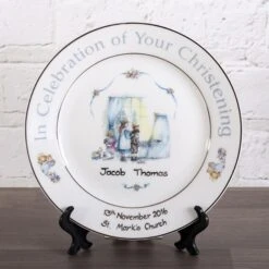 Personalised Heron China Christening Plate