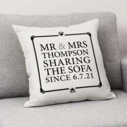 Mr & Mrs Sharing The Sofa Personalised Cushion -Cheap Gifts Store 735x735 fitbox had216 mr mrs sharing the sofa personalised cushion 1 1