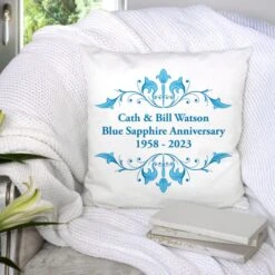 Personalised Blue Sapphire Anniversary Cushion
