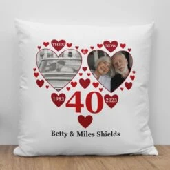 Personalised Then And Now Ruby Anniversary Photo Cushion