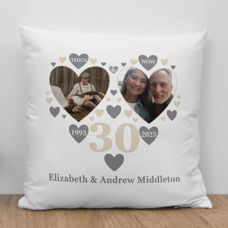 Personalised Then And Now Pearl Anniversary Photo Cushion 5 Personalised Then And Now Pearl Anniversary Photo Cushion - Image 3