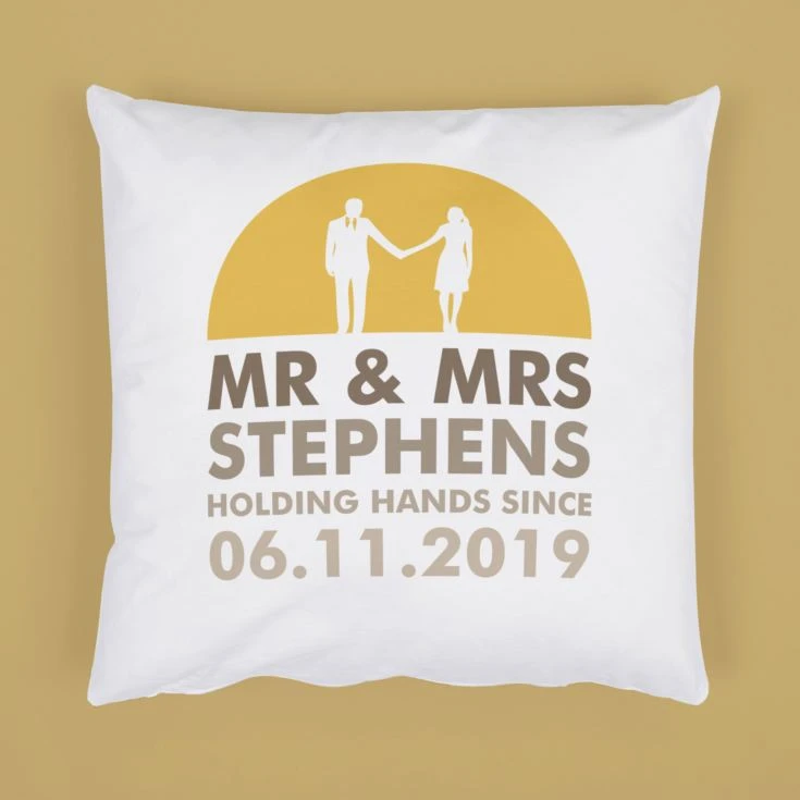Personalised Mr And Mrs Holding Hands Cushion 6 Personalised Mr And Mrs Holding Hands Cushion - Image 4