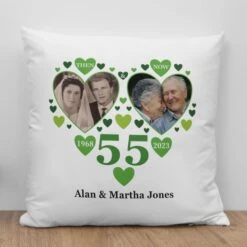 Personalised Then And Now Emerald Anniversary Photo Cushion