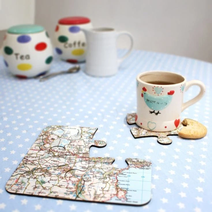 Personalised Map Jigsaw Coasters - Landranger 3 Personalised Map Jigsaw Coasters - Landranger