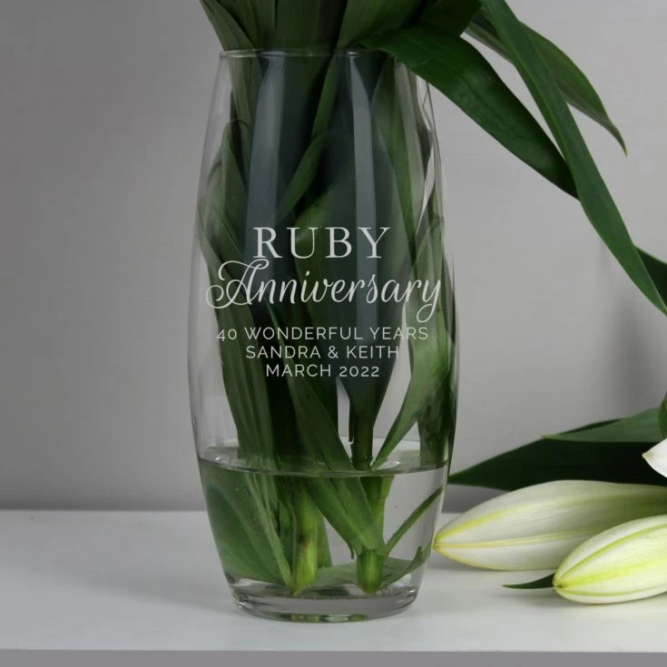 Personalised Ruby Anniversary Bullet Vase 3 Personalised Ruby Anniversary Bullet Vase