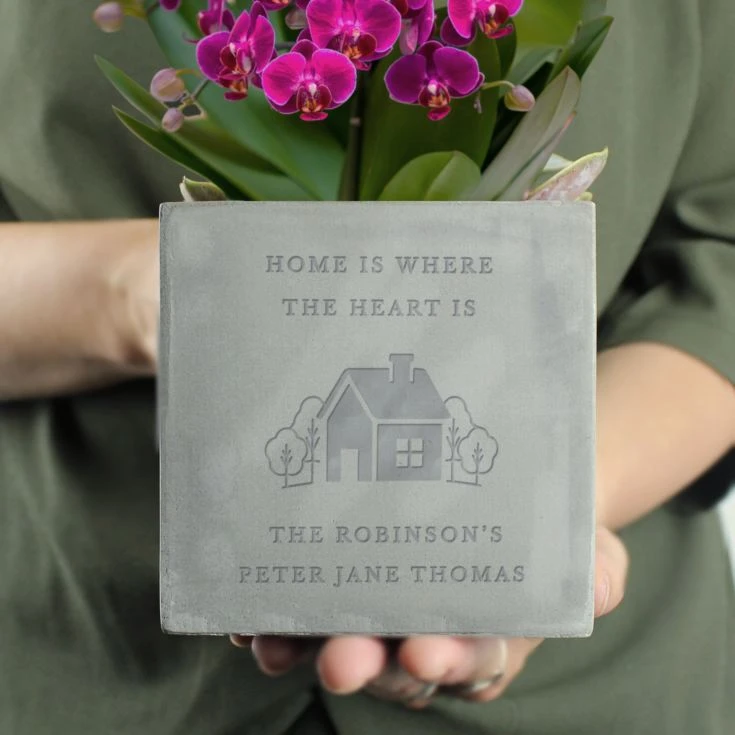 Personalised New Home Concrete Plant Pot 4 Personalised New Home Concrete Plant Pot - Image 2