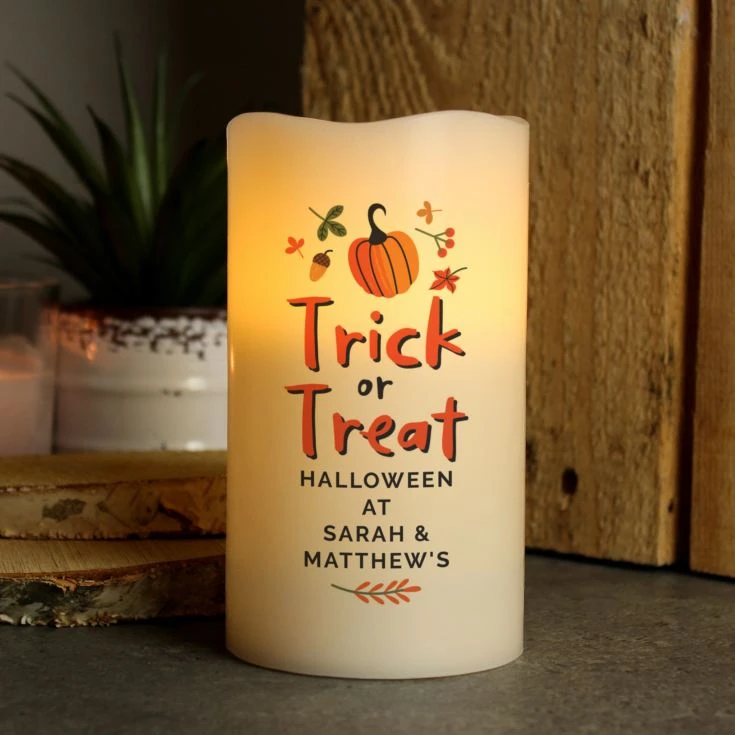 Personalised Trick Or Treat LED Candle 3 Personalised Trick Or Treat LED Candle