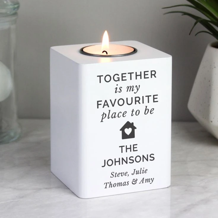 Personalised Home White Wooden Tea Light Holder 6 Personalised Home White Wooden Tea Light Holder - Image 4