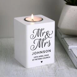 Personalised Mr & Mrs White Wooden Tea Light Holder -Cheap Gifts Store 735x735 fitbox p1011f06 1