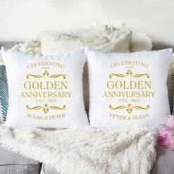 Personalised Pair Of Golden Anniversary Cushions