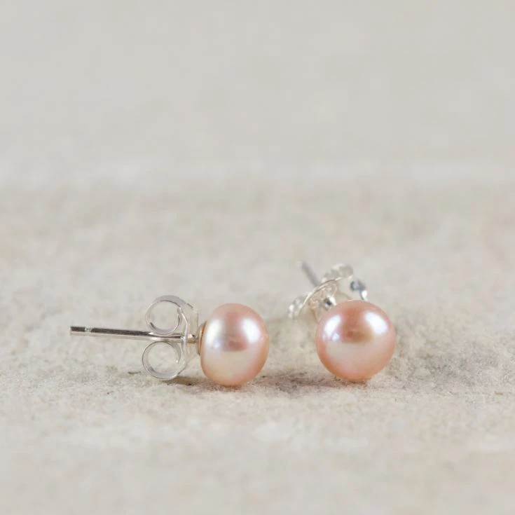 Blush Pink Pearl Stud Earrings 3 Blush Pink Pearl Stud Earrings