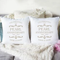 Personalised Pair Of Pearl Anniversary Cushions