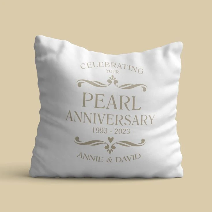 Personalised Pair Of Pearl Anniversary Cushions 4 Personalised Pair Of Pearl Anniversary Cushions - Image 2