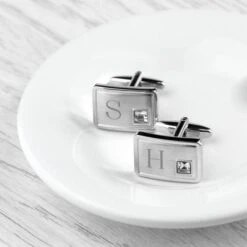 Personalised Brushed Silver Cufflinks With Crystal -Cheap Gifts Store 735x735 fitbox per2879 00120170705104428790