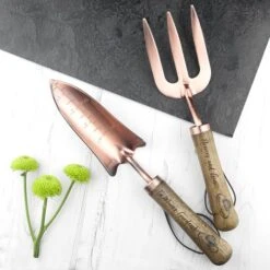 Personalised Luxe Copper Trowel And Fork Set