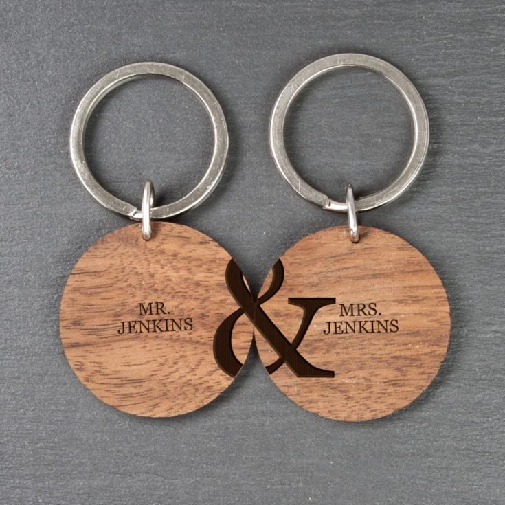 Personalised Couples Set Of Two Wooden Keyrings - Image 2