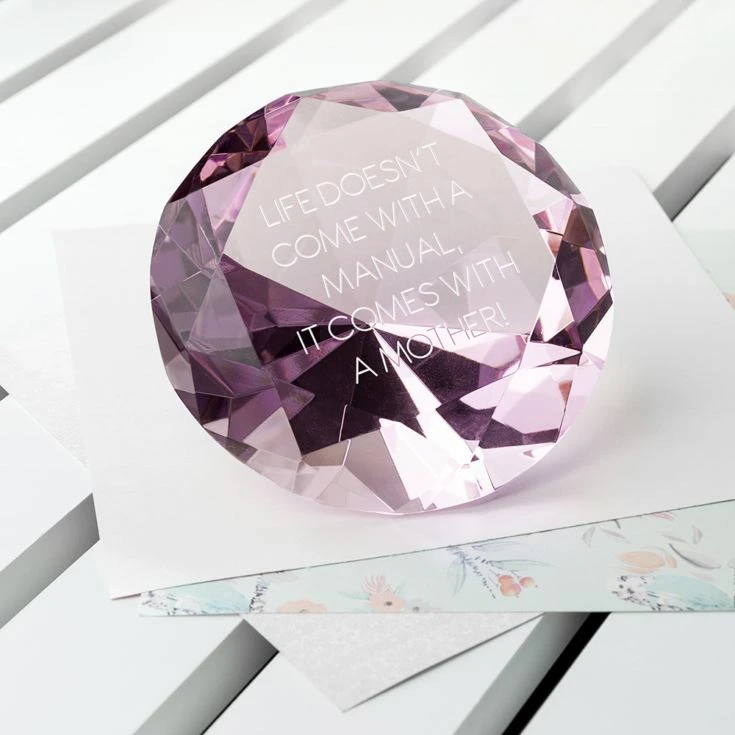 Personalised Pink Diamond Paperweight 3 Personalised Pink Diamond Paperweight