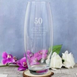Personalised Golden Wedding Anniversary Vase -Cheap Gifts Store 735x735 fitbox pmc1558 Personalised Golden Wedding Anniversary Vase Lifestyle 1800 1