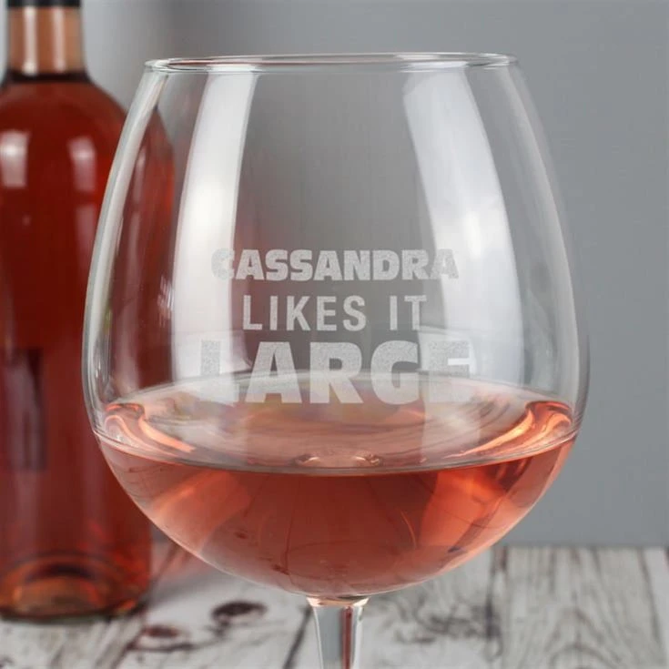 Personalised Likes It Large Bottle Of Wine Glass - Image 2