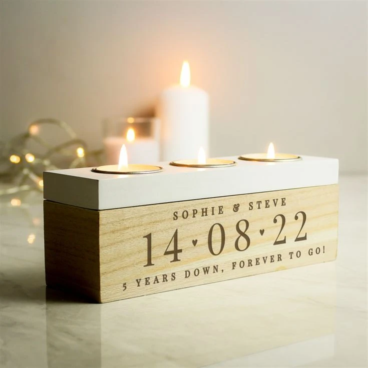 Personalised Large Date Triple Tea Light Box 4 Personalised Large Date Triple Tea Light Box - Image 2