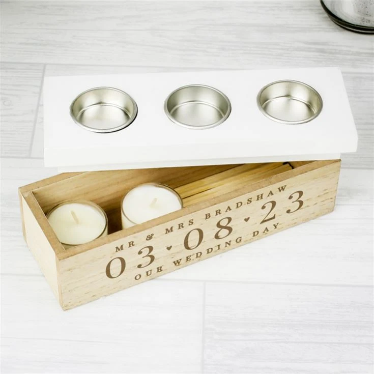Personalised Large Date Triple Tea Light Box 5 Personalised Large Date Triple Tea Light Box - Image 3