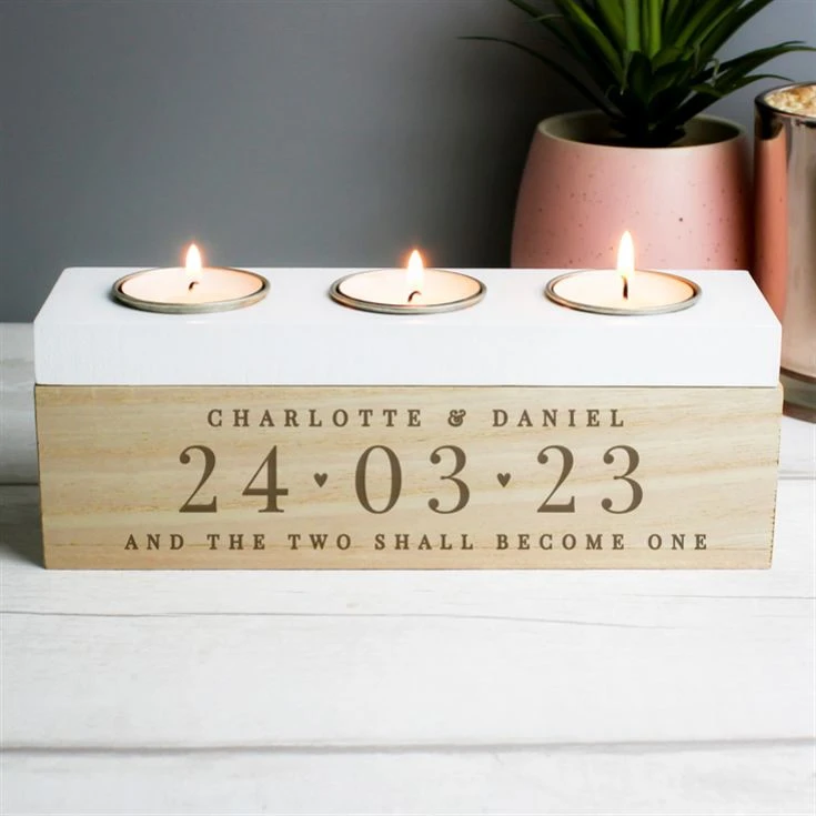 Personalised Large Date Triple Tea Light Box 6 Personalised Large Date Triple Tea Light Box - Image 4