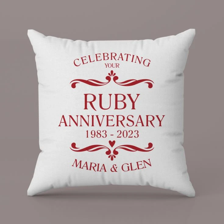 Personalised Ruby Anniversary Classic Cushion 4 Personalised Ruby Anniversary Classic Cushion - Image 2