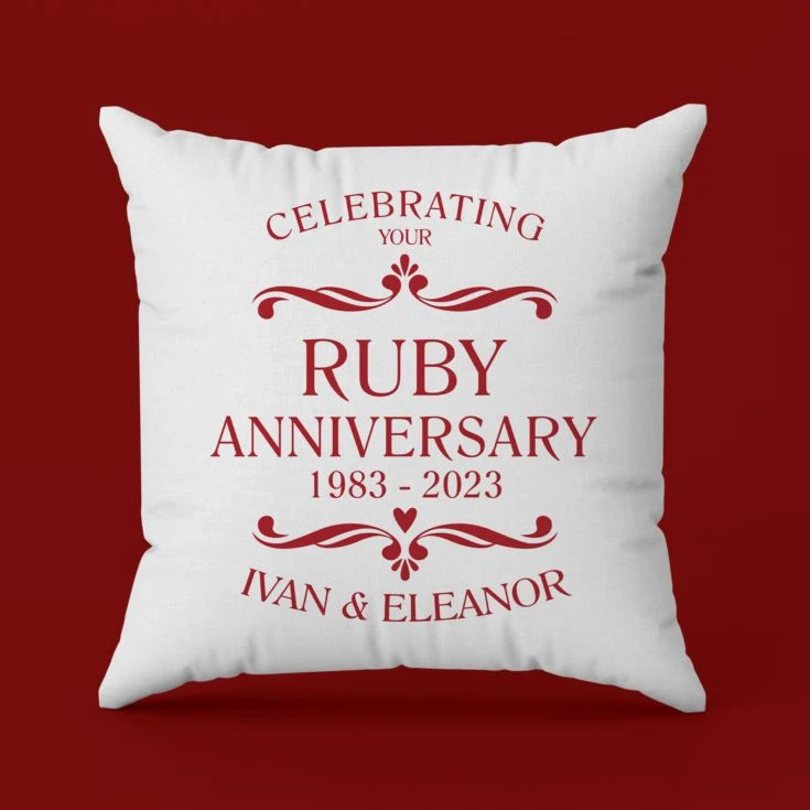 Personalised Ruby Anniversary Classic Cushion 5 Personalised Ruby Anniversary Classic Cushion - Image 3