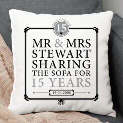 Personalised 15th Anniversary Sharing The Sofa Cushion