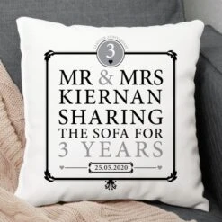 Personalised 3rd Anniversary Sharing The Sofa Cushion