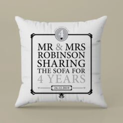 Personalised 4th Anniversary Sharing The Sofa Cushion