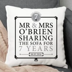 Personalised 7th Anniversary Sharing The Sofa Cushion