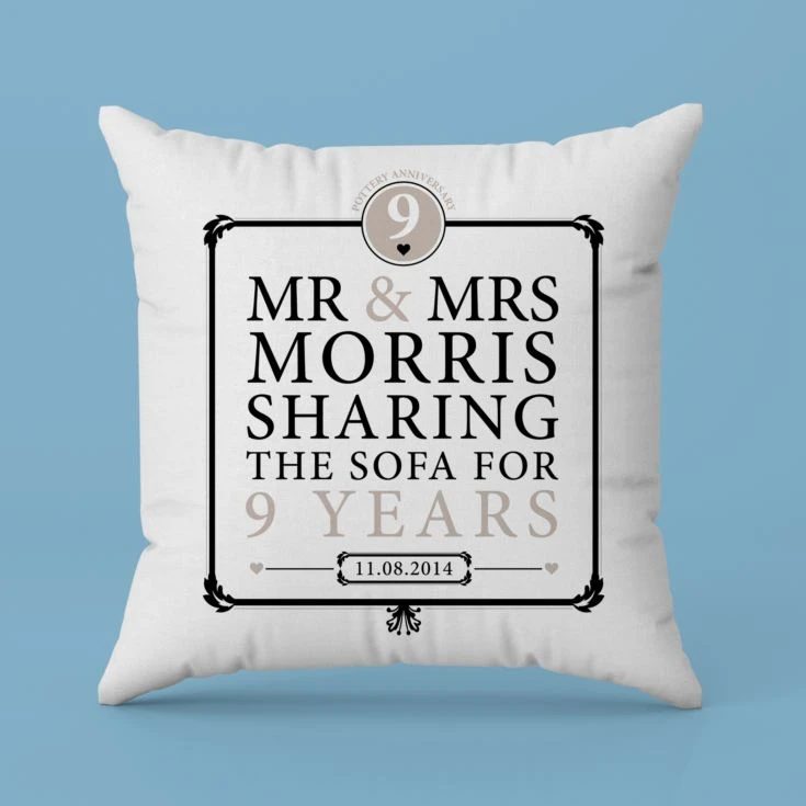 Personalised 9th Anniversary Sharing The Sofa Cushion 5 Personalised 9th Anniversary Sharing The Sofa Cushion - Image 3