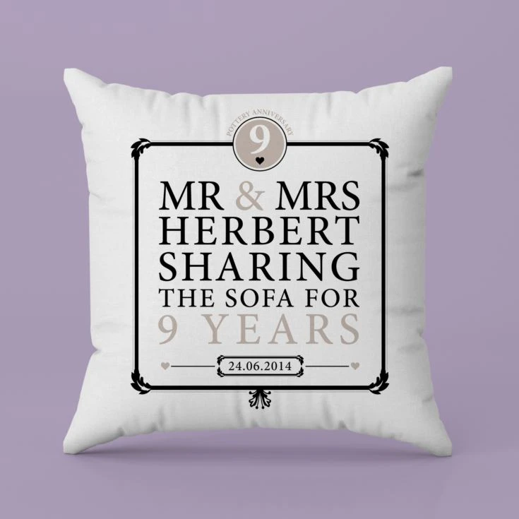 Personalised 9th Anniversary Sharing The Sofa Cushion 6 Personalised 9th Anniversary Sharing The Sofa Cushion - Image 4