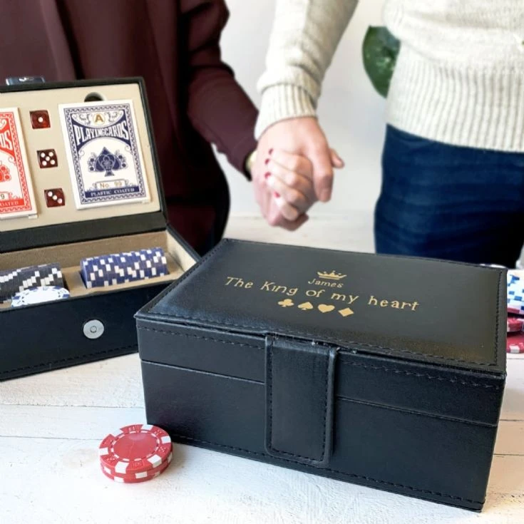 Personalised Poker Set In Faux Leather Box 5 Personalised Poker Set In Faux Leather Box - Image 3